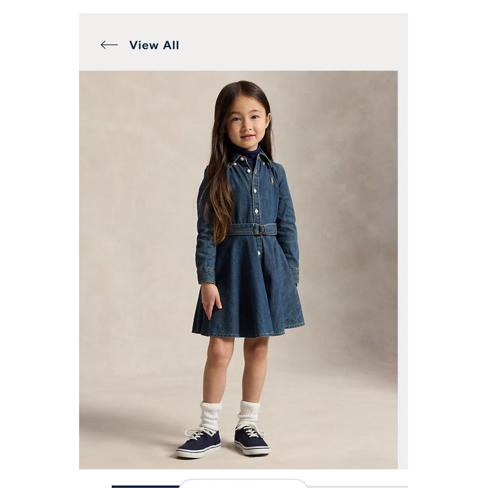 Ralph Lauren Blue Belted Cotton Denim Shirtdress / Size-3-3T - Picture 10 of 16